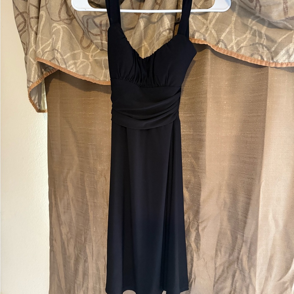 #49–Elegant Black Sleeveless Cross Strap Dress